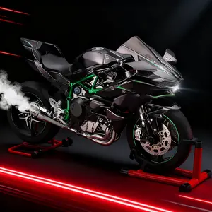 XLG Compatible for 1:6 H2R alloy die-cast motorcycle model, Motorcycle diecast, with jet and sound effects and display stand, Motorcycle Collection, Gift, Toy Moto Bike for Kids and Collectors Ages 8 and up