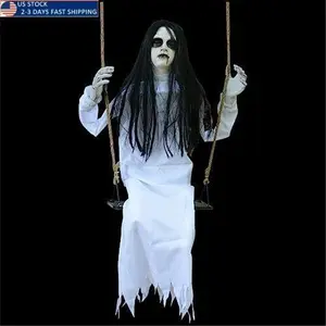 Halloween Decorations Props Hanging Swinging Girl with Creepy Expressions