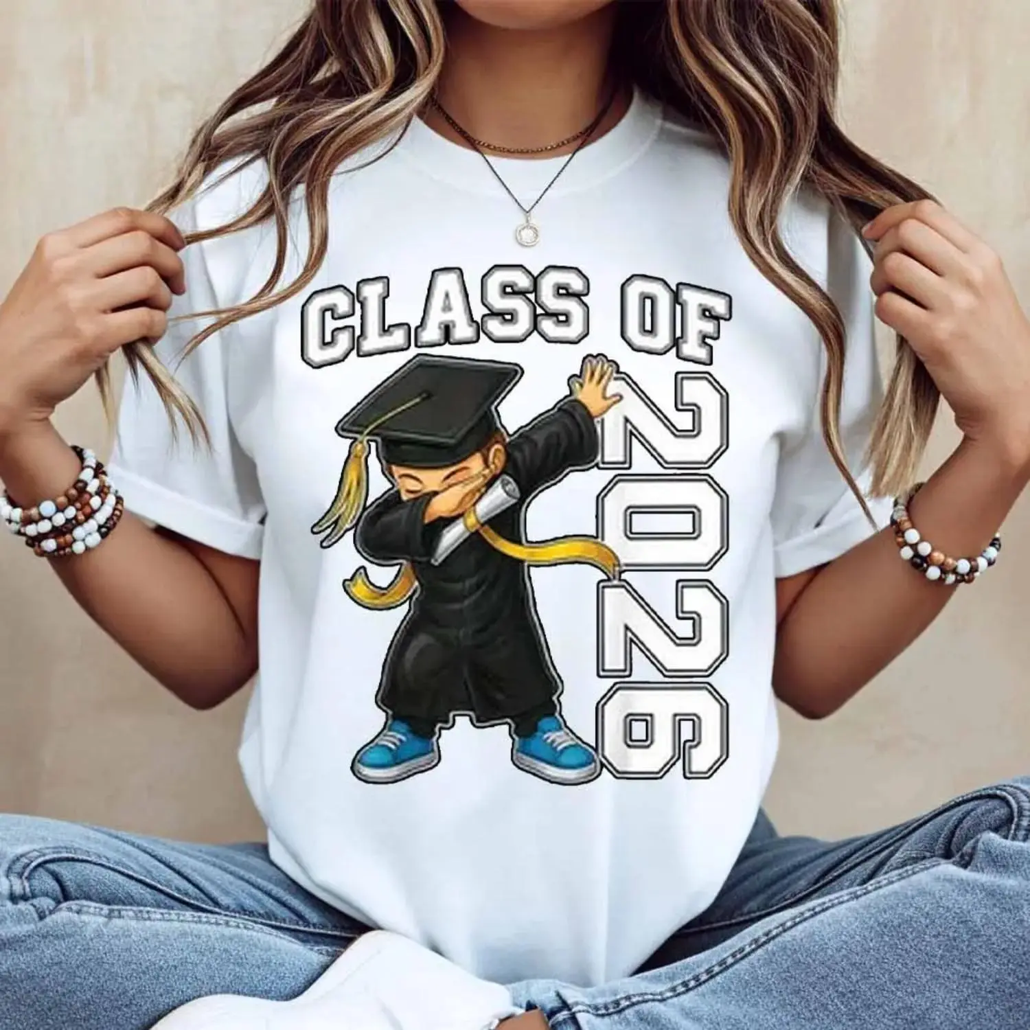 Graduation TShirt for Class of 2026 Featuring Dabbing Graduate Cartoon Design for Celebration