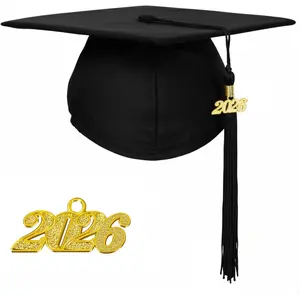 Unisex Matte Graduation Cap with 2026 Year Charm for Adult Middle High School and Bachelor