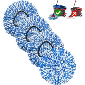 4 Pack Mop Replace Heads Compatible for OCeda, Spin Mop Refill Head Replacement for RinseClean 2-Tank System - Fluffy Microfiber, Machine Washable and Easy to Replace
