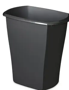 10 Gal Open Top Trash Can Black Plastic Kitchen Waste Bin Large Capacity Garbage Bin