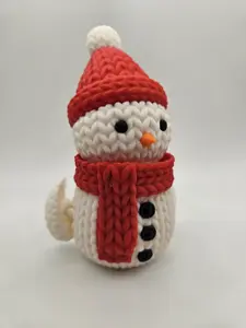 Knitted Snowman | 3D Printed Articulating Figurine Great Gift and Desk Figure