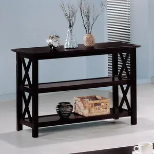 Deep Merlot Sofa Table with 2-shelf Modern Wooden Console Table with Shelves