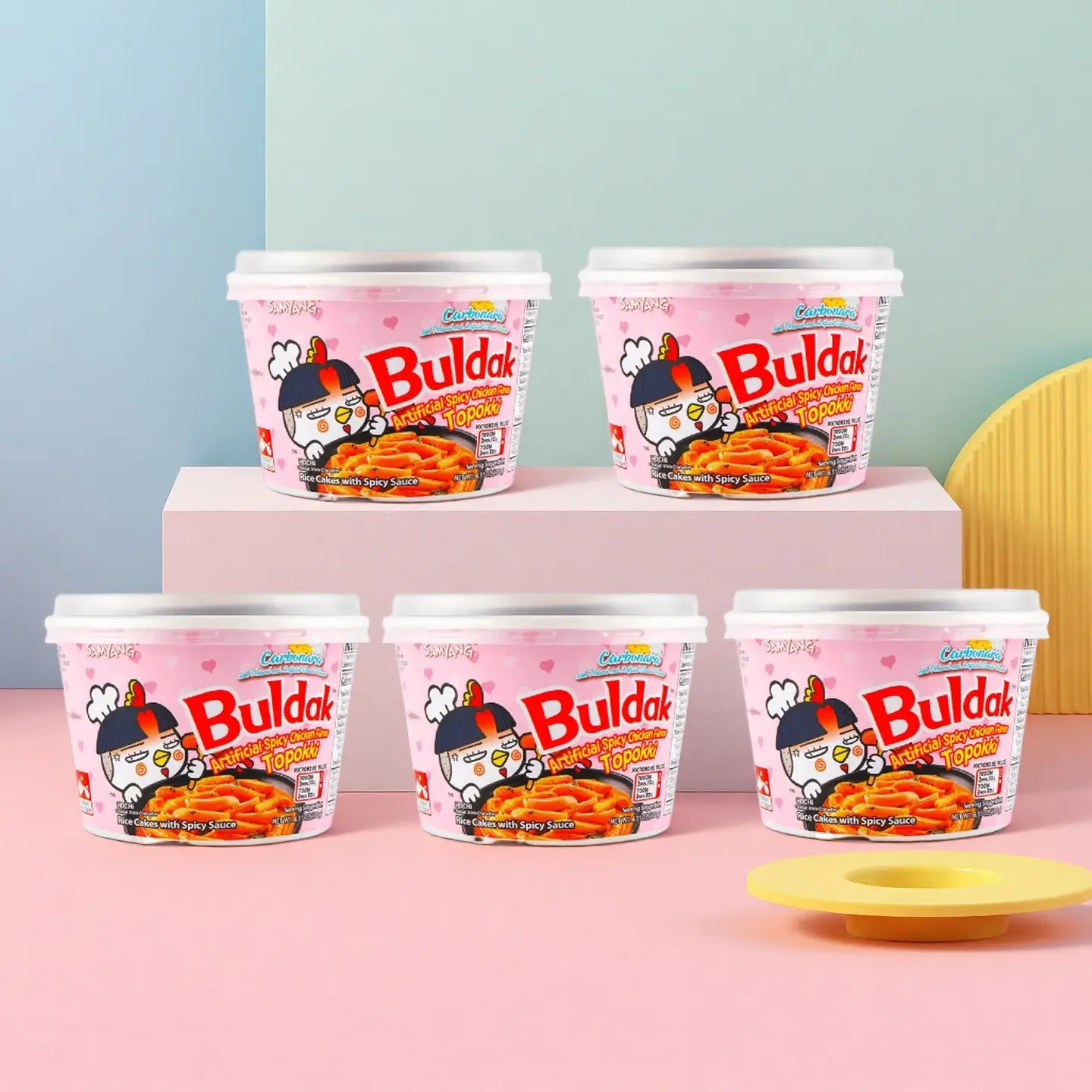SAMYANG Korean Buldak Carbonara Topokki Spicy Chicken & Cheese Flavor 6.31oz Instant Food Spicy Tteokbokki Rice Cakes 1/3/5 Packs Springtok Fiesta Par