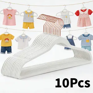 Velvet Baby Clothes Hangers Set of 10, Anti-Slip Toddler Clothing Hooks, 360 Degree Rotating Hook, Space Saving, Ultra-Thin Durable