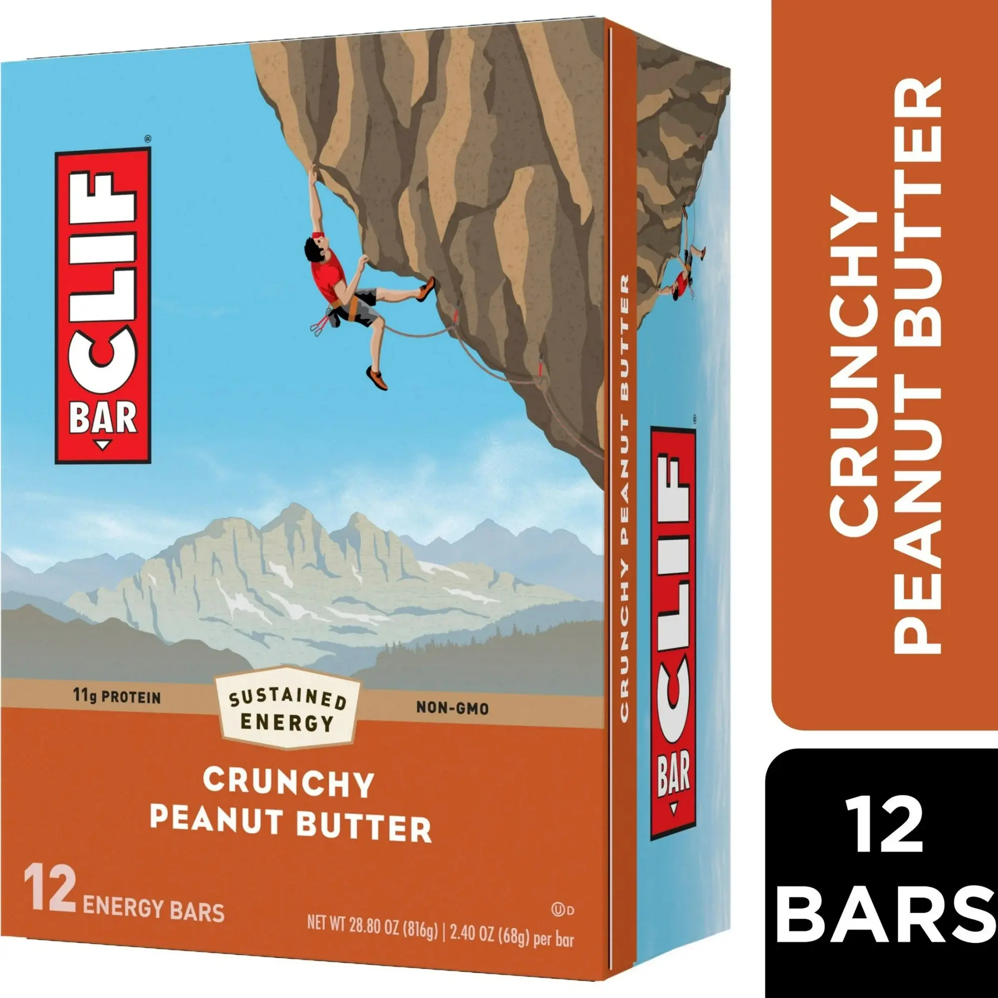 CLIF BAR Crunchy Peanut Butter Energy Bars – Plant Based – 12 Pack