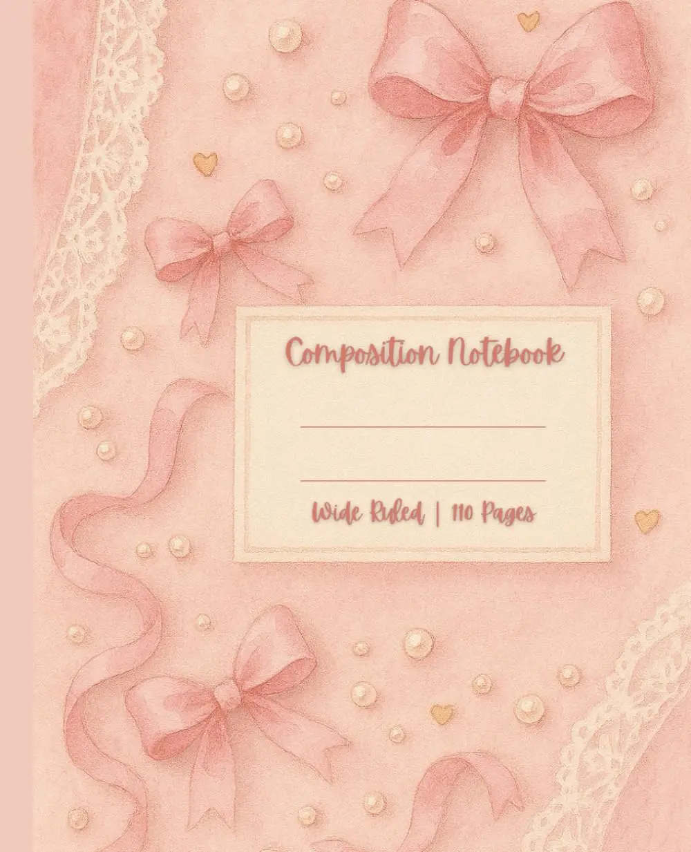 Composition Notebook Wide Ruled: Pastel Light Pink Lined Preppy Journal | Cute Girly Pretty Pink Coquette Bows Aesthetic | for Women Teen Girls | ... | Writing Diary Gift | Trendy Vintage Design
