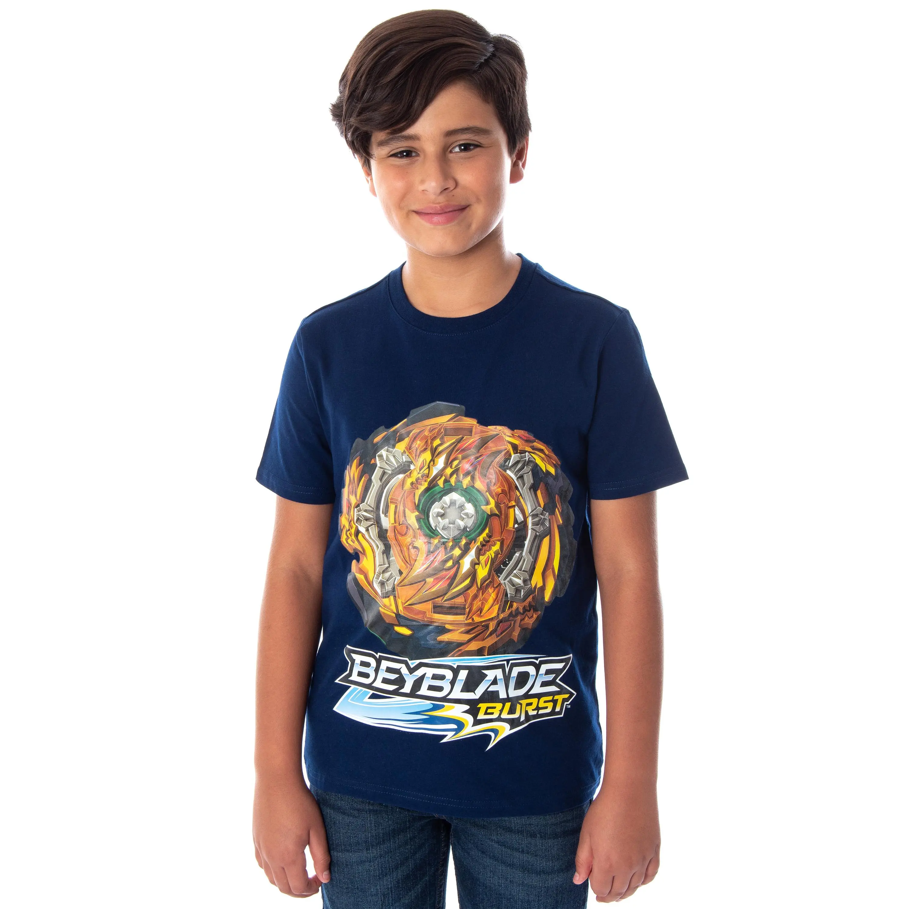 Beyblade Burst Boys' Wizard Fafnir Spinner Top Crew Neck Short-Sleeve Soft Cotton Graphic Tee, Kids' Cotton Graphic Top