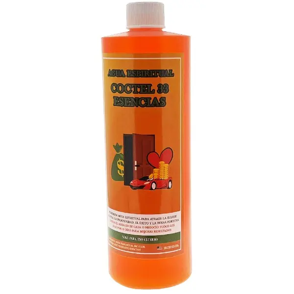 Coctel 33 Esencias - Agua Espirtual 16oz Bottle Healing Energy Cleansing Water Household Handheld Herbal Detox Tonic Balancing Toner