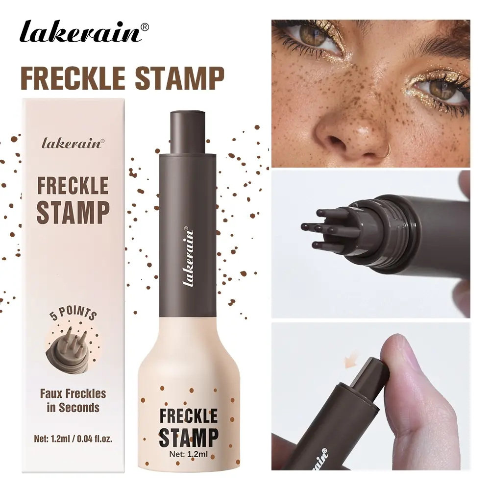 Waterproof Freckle Stamp Pen, 5-Point Faux Freckles Cosmetic Makeup Pen, Quick Drying & Smudge-Proof Long-Wear, Skin-Friendly Formula, Easy to Create Realistic Freckle Look, 4 Shades for All Skin Tones