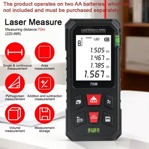 Laser Distance Meter for Professional Use, Laser Range Finder, 70m/120m Laser Measurement Tool, Area Volume Pythagorean Calculator, Bubble Level, Backlight Display, Laser Measuring Tool