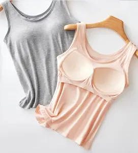High Level Women's Padded Tank Top with Built-in Wireless Bra - 95% Viscose 5% Elasthane, Stretchy, Breathable, Soft, Comfortable, Slim-Fitting, Minimalist Basic Plain Sleeveless Style Everyday Top