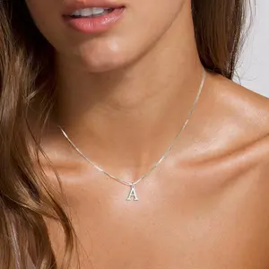 Gold/Silver Initial Necklace for Women Dainty Letter Necklace Tiny Silver Initial Pendant Name Necklace A-Z Personalized Gift Trendy Letter Jewelry