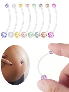 8pcs Soft Plastic Set for Pregnant Women, Belly Button Piercing, Hypoallergenic, Comfortable & Safe, Ideal for Daily Wear & Gifting, Belly Button Jewelry