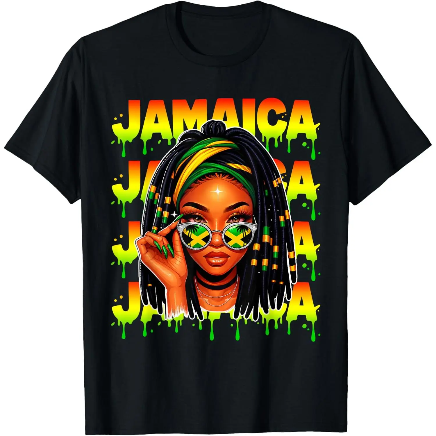 Jamaican Jamaica Girl Women Reggae Rasta Culture Caribbean T-Shirt