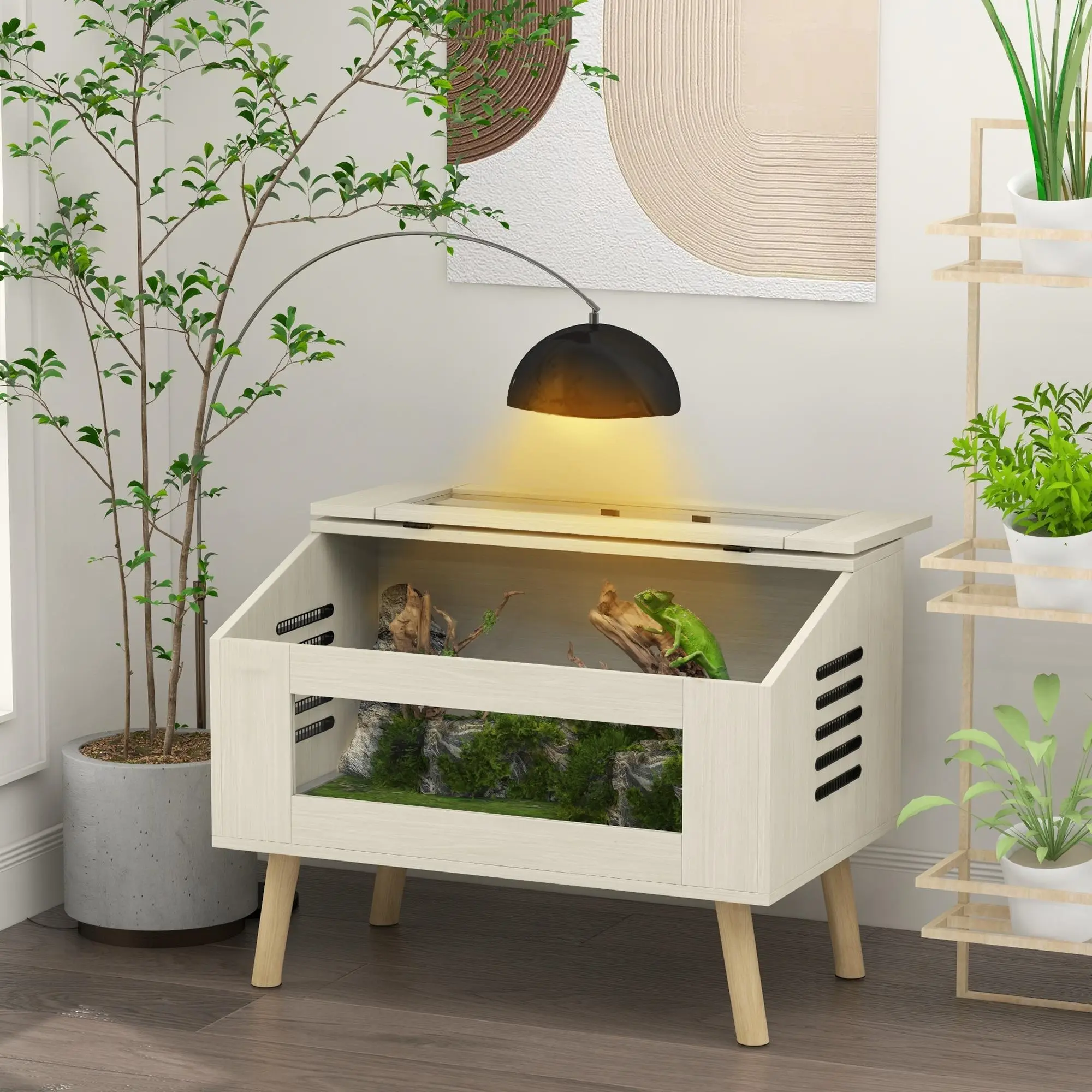 30 Gal Top-Opening Reptile Terrarium with Glass Windows - Ventilated, Durable for Snakes, Lizards - Easy Feeding, Clear Viewing, Secure Housing - Ideal for Living Room