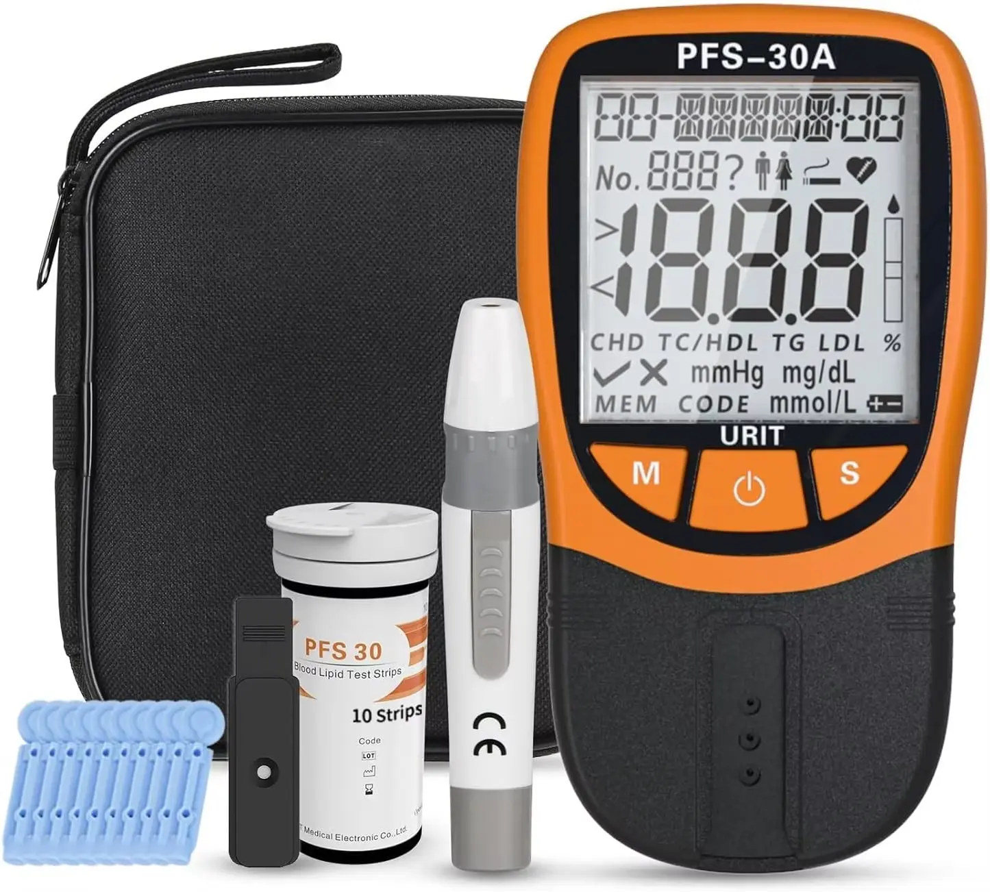 SCHBIT Portable 5-in-1 Digital Multi-Parameter Health Monitor Kit - Handheld Blood Lipid Analyzer for High Cholesterol, Triglycerides, HDL, LDL Rapid Detection, Includes 10 Test Strips