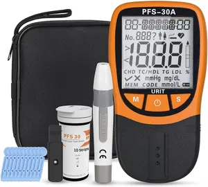SCHBIT Portable Blood Lipid Analyzer - 5-in-1 Handheld Unit Healthcare Kit with Test Strips for 10 Tests, Rapid Detection of Cholesterol, Triglycerides, High-Density Lipoprotein, Low-Density Lipoprotein Health Monitor
