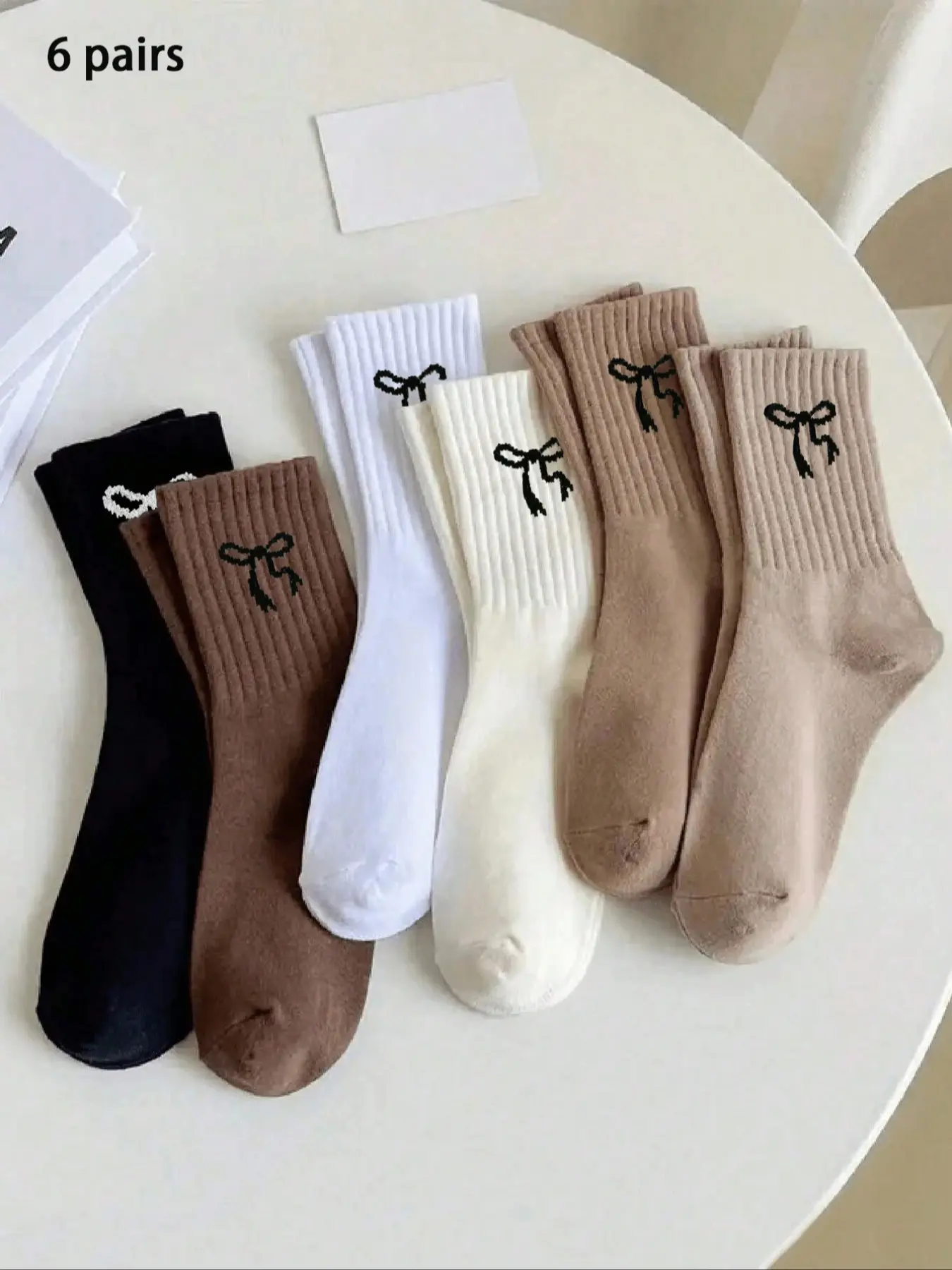 Women's Butterfly Knot Knit Knee-High Socks, Cute & Sweet Design, Comfortable Fit Breathable Comfy Socks Casual Street Style, All Seasons, Holiday Gift