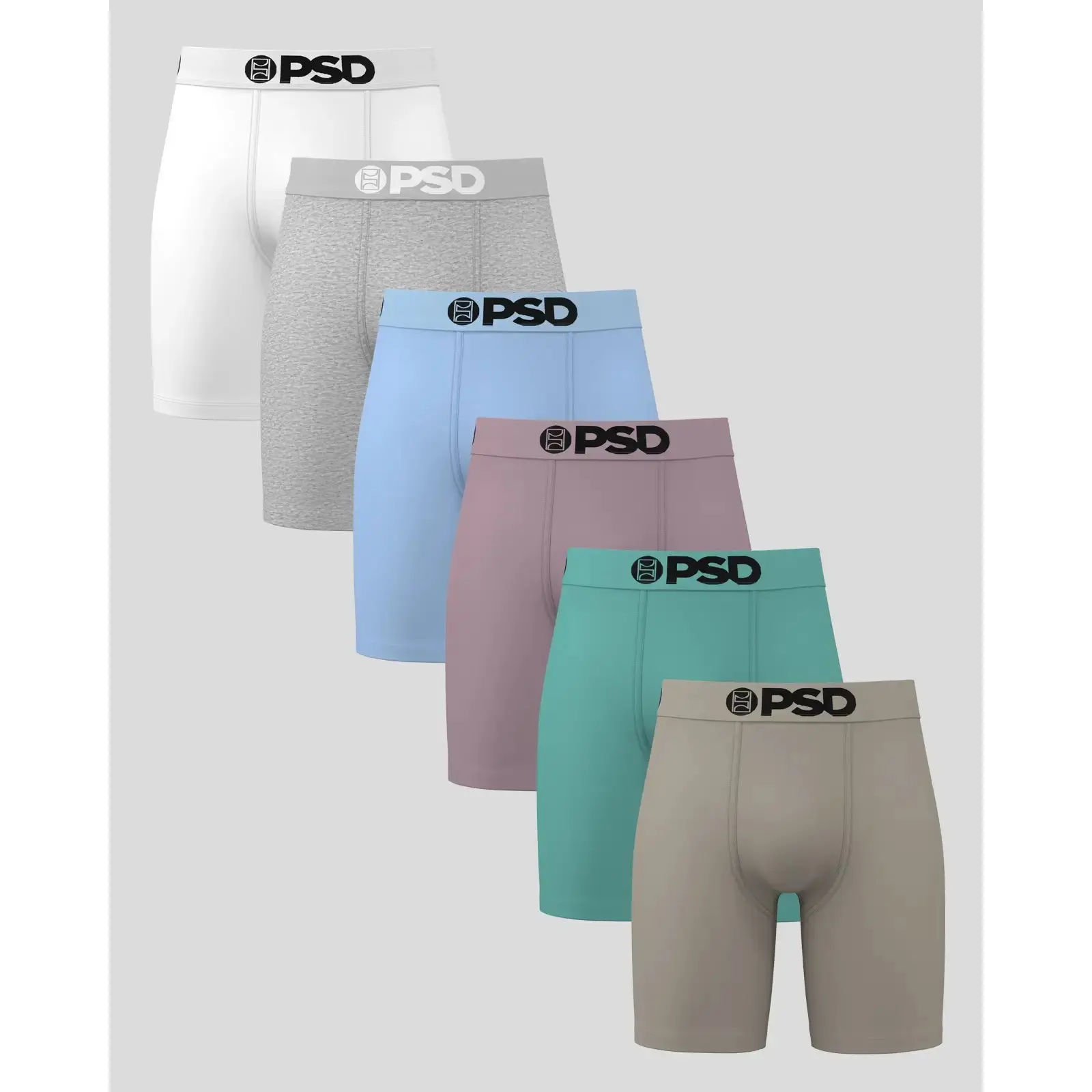 PSD Mens Essentials Boxer Brief 6 Pack - Standard Length 7 Inch Inseam, Soft and Breathable Cotton Fabric