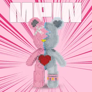 2900 Pieces Creative Bear Building Blocks Set, 32cm High Heartfelt Love Bear Figure, Unisex Gift Toy, Home Decor Decoration