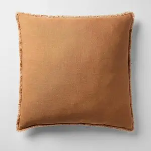 Euro Heavyweight Linen Blend Throw Pillow Warm Brown - Casaluna