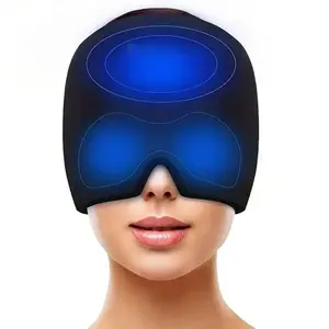 Headache Relief Hat Cooling Gel Ice Migraine Cap, Stretchy Stress Relief Mask, Stretchable Eye Mask, Puffy Eyes, Tension, Sinus Cold Tool, Flexible Long Lasting, Silicone Mask