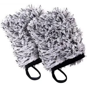 VIKING Wheel Cleaner Mitts for Car, Microfiber Wheel Cleaner for Car Detailing and Rims, Black and White, 5.5 Inch x 4.4 Inch, 2 Pack