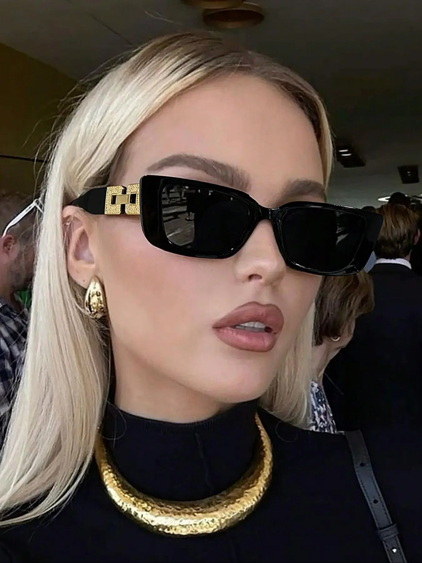 Cat Eye Narrow Frame Chain Foot Sunglasses, Cross-Border Fashion Small Frame Women's Trendy Sun Glasses, Style