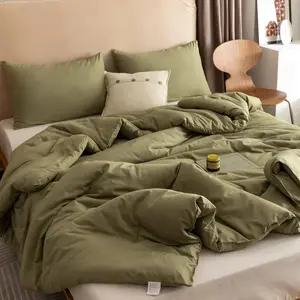 Rosgonia Queen Comforter Set Olive Green, 3Pcs Bedding Sets Queen (1 Boho Olive Comforter & 2 Pillowcases), All Season