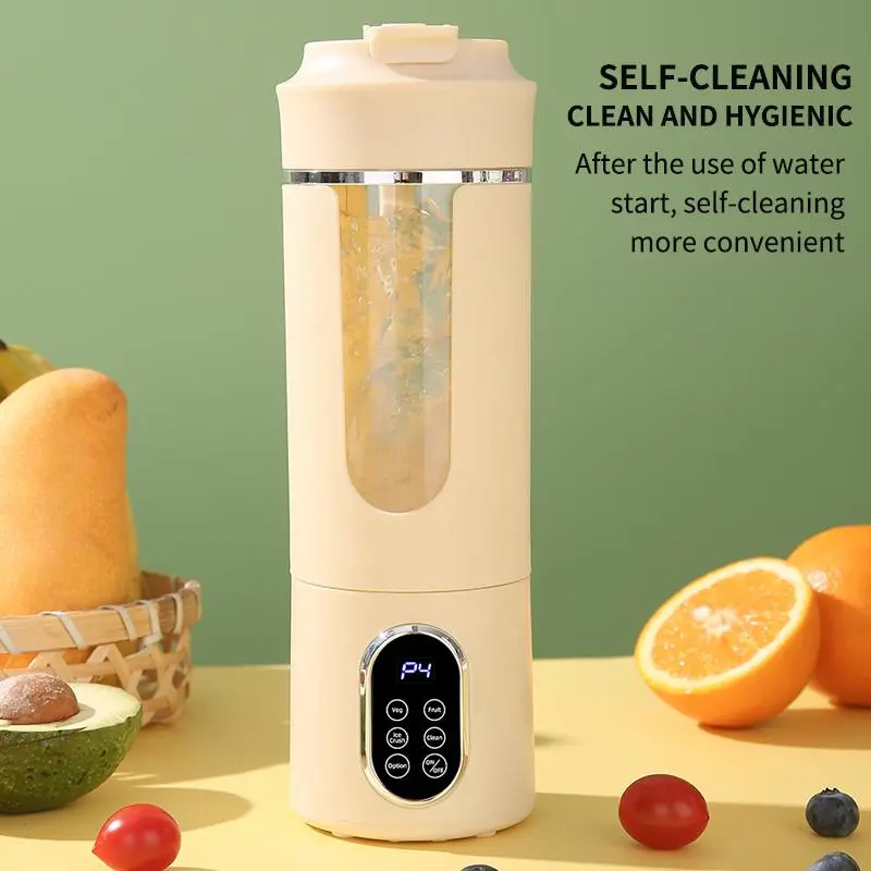 Rechargeable Smart Mini Juicer Cup, USB Rechargeable Blender, Portable Compact Kitchen Fruit Vegetable, 530ML with LED Display, Ideal for Smoothies & Juice, Portable Blenders, Personal Smoothie Maker, Blender Smoothie Maker, Blender for Shakes