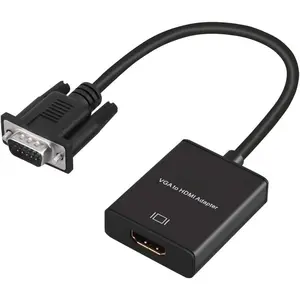 X-APT09  VGA to HDMI, 1080P Adapter (Male to Female) for Computer, Desktop, Laptop, PC, Monitor, Projector, HDTV with Audio Cable and USB Cable (1 Pcs)