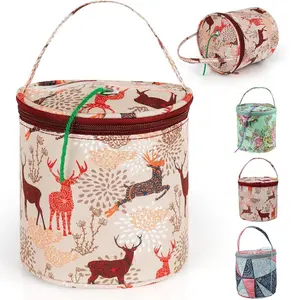 Portable Yarn Storage Box, 1/2 Counts Mini Yarn Knitting Supplies Storage Carrying Bag with Zipper & Hole, Knitting Storage Organizer for Travel, Crochet, Home