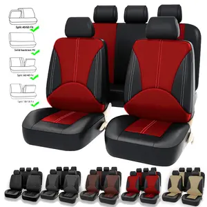 Waterproof PU Leather Car Seat Covers Full Set Airbag Compatible,Reserved Opening Holes for Headrest Covers,for Women Men,Car Seat Cover with 5mm Composite Sponge Inside Universal fit for Cars,SUV,Truck (Full Set)