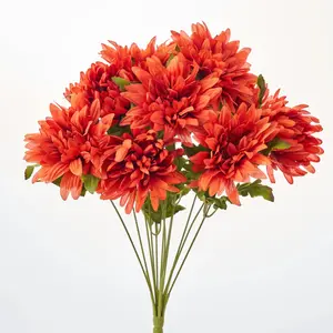 Rust Orange Chrysanthemum & Dahlia Fall Blooms Bush Bouquet - 22"
