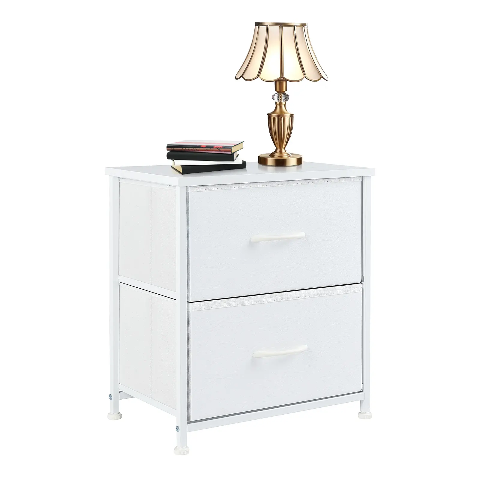 Nightstand, Bedside Table with 2 Drawers – Modern Minimalist Bedroom End Table, Small Storage Cabinet for Living Room, Compact Night Stand, White, 20 Inches