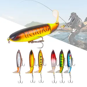 6PCS Topwater Fishing Lures with Rotating Tail, Whopper Popper for Bass, Catfish, Pike, Perch, Floating Popper Bait for Freshwater Saltwater