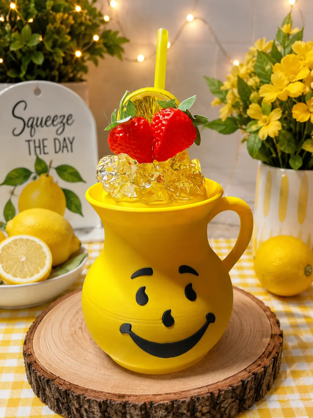 3D Printed Smiley Face Lemonade Cup | Decorative Summer Cup | Handmade Home Décor | Gift Idea