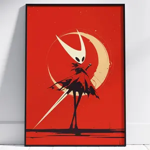 Hollow Knight Hornet Poster: Japanese Minimalist Indie Game Art