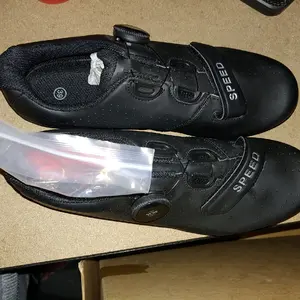 SPEED Road Cycling Bike Shoes with Cleats - Black - Size 39 (US 8.5)