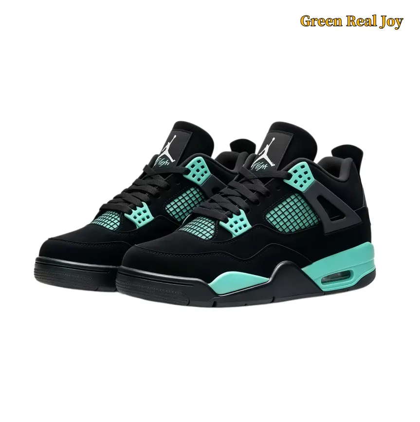 Black Turquoise Contrast Mid Top Basketball Sneakers Brand New Breathable Square Mesh Cushioned Trainers Air Cushion Shock Absorbing Air Soft Landing Ankle Support Retro Streetwear Footwear Multi Size All Day Comfort Sports Shoes