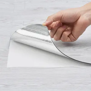 VEVOR Self Adhesive Vinyl Floor Tiles 390 x 23.6 inch, 1.5mm Thick Peel & Stick, Light Gray Wood Grain DIY Flooring for Kitchen, Dining Room, Bedrooms & Bathrooms, Easy for Home Decor