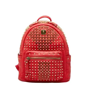 Pre-owned MCM Calfskin Tote Bags Studs Leather Backpack
