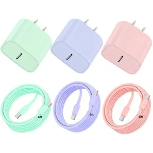 3Pack Color  Charger For iPhone 17 Charger Fast Charging, PD20W USB C Charger Block With Type C Charger 6FT Cord for iPhone 17/1615/iPhone 15 Pro/iPhone 15 Pro Max,iPad Pro,iPad Mini 6