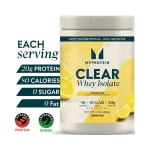 Myprotein Clear Whey Isolate Protein Powder Lemonade 20 Servings 20g Protein Low Calorie Sugar Free Drink Mix