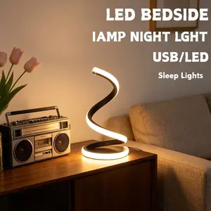 1pc LED Spiral Table Lamp, Modern Three-Tier Dimmable, USB Power Button Switch, Ideal for Bedroom, Office, Restaurant, Bedside, Light Dimmable
