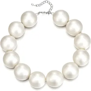 Large Faux  Choker Necklace for Women, Chunky Big Imitation  Beaded Statement  Necklaces Costume  Wedding Prom Party  Accessories