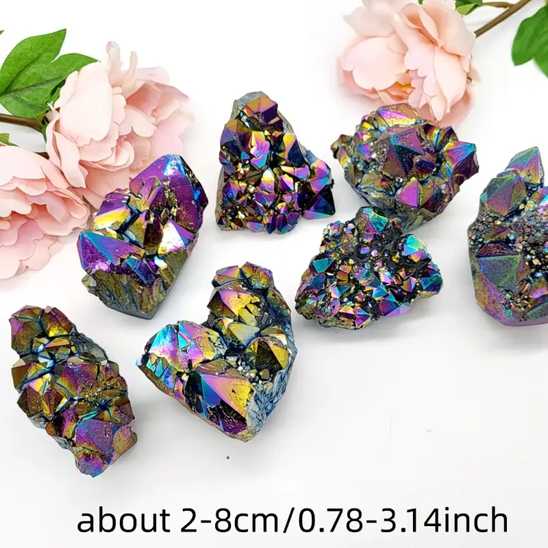 Rainbow Crystal Titanium Coated Crystal Cluster Crystal Geode Decor Rainbow Rock Natural Raw Crystal Energy Balance Reiki Wicca Home Decor Bestie Gifts 50-70g