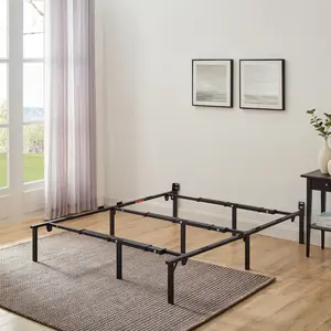 Mainstays 12" Adjustable Twin-King Metal Bed Frame, Black, Box Spring Required